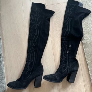 Dolce Vita over the knee black suede heeled boots